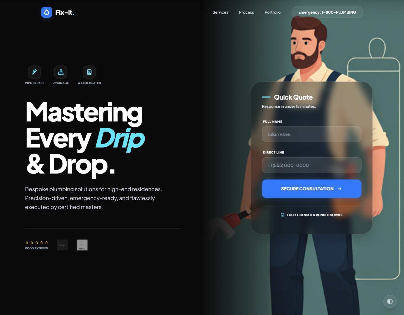 Fix-It company landing page