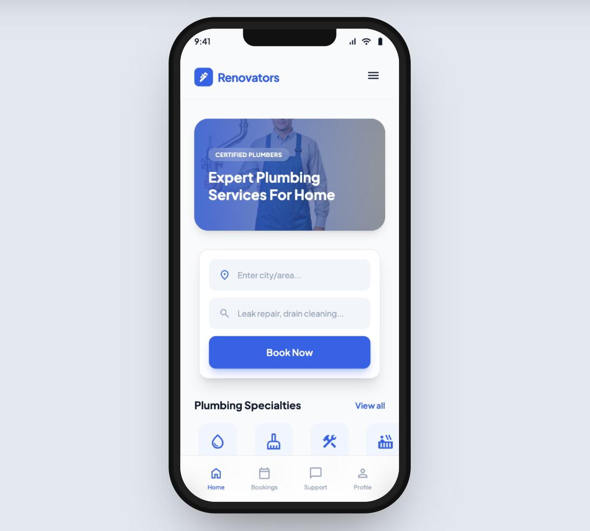 Renovators mobile website view